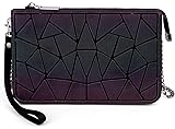 UTO Women Wallet Card Phone Checkbook Holder Geometric Luminous Shard Lattice Rainbow Holographic Purse