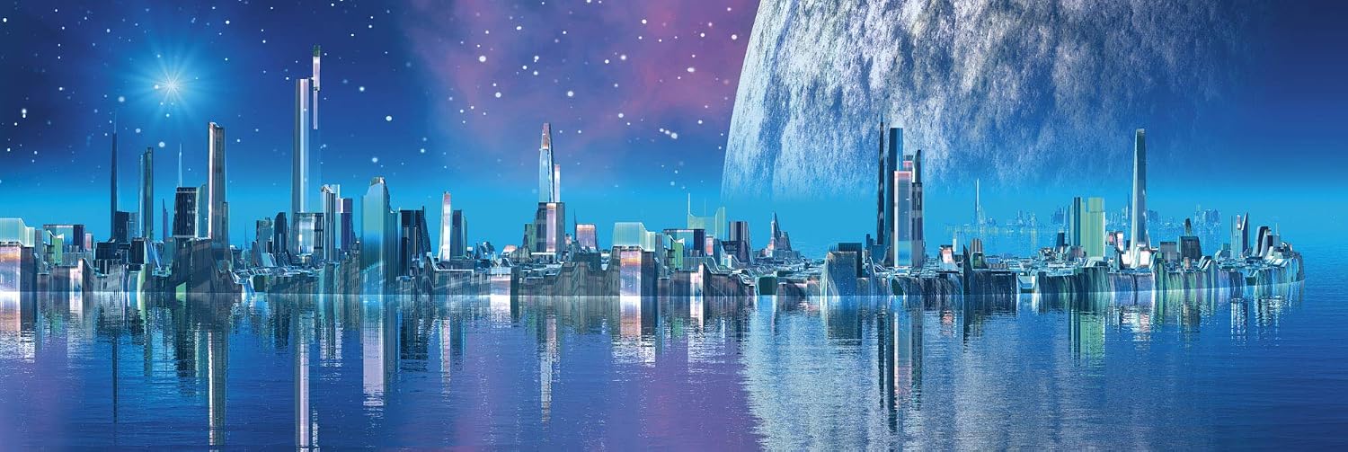 DIMEX LINE Peel and Stick Kitchen Backsplash Sticker Futuristic City, Blau, 180 x 60 cm - Image 4