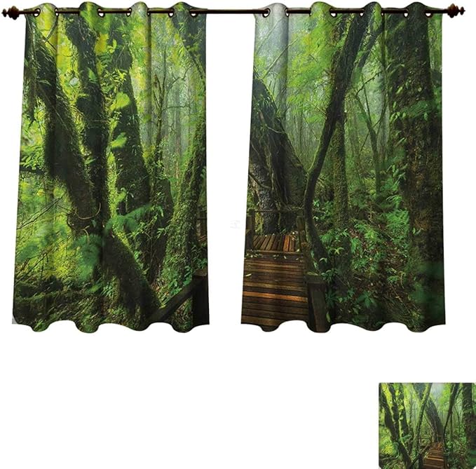 PriceTextile Forest Blackout Thermal Backed Curtains for Living Room