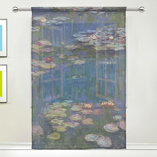 Amazon Com Sheer Curtains Water Lilies By Claude Monet Oil