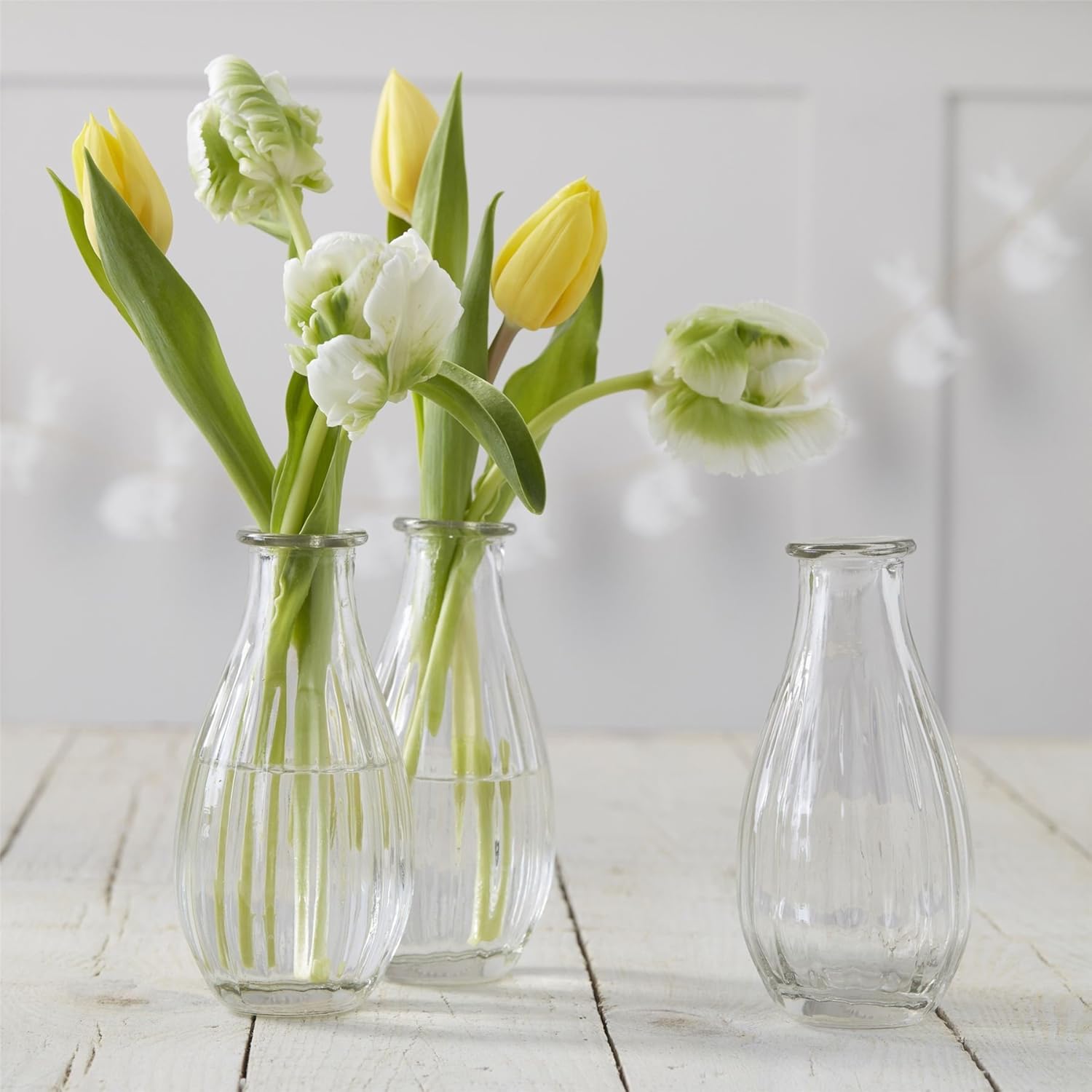 Set of Three Tall Clear Vases Amazon.co.uk Kitchen & Home