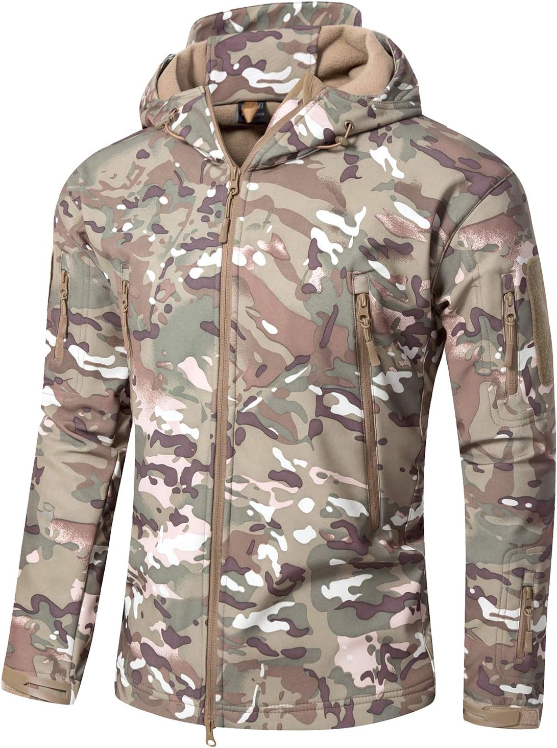YFNT Mens Tactical Combat Jacket Military Hooded Softshell Fleece Lined Jacket