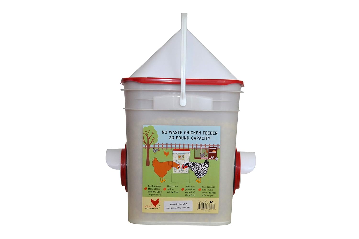 Chicken Feeder Holds 20 Pounds Pellets Crumbles Grain In Bucket For 21st Century Chicken Owners Inside Or Outside Of Coop Use With Nipple