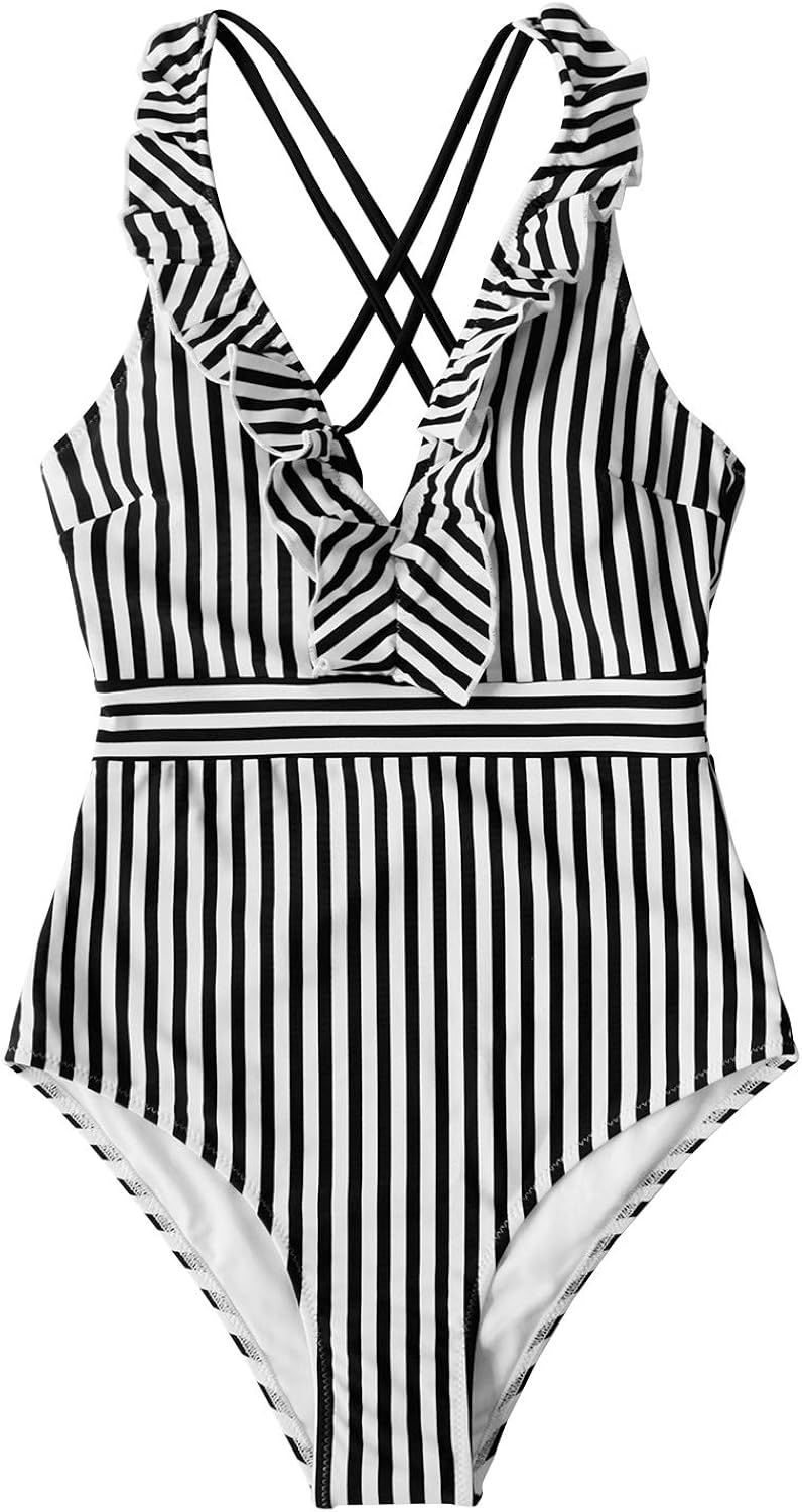 orange and white one piece swimsuit