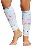 Fresh Legs Nurse Compression Leg Sleeves - Graduated Compression, Cute Sock Designs, Knee High - EKG, Stethoscope
