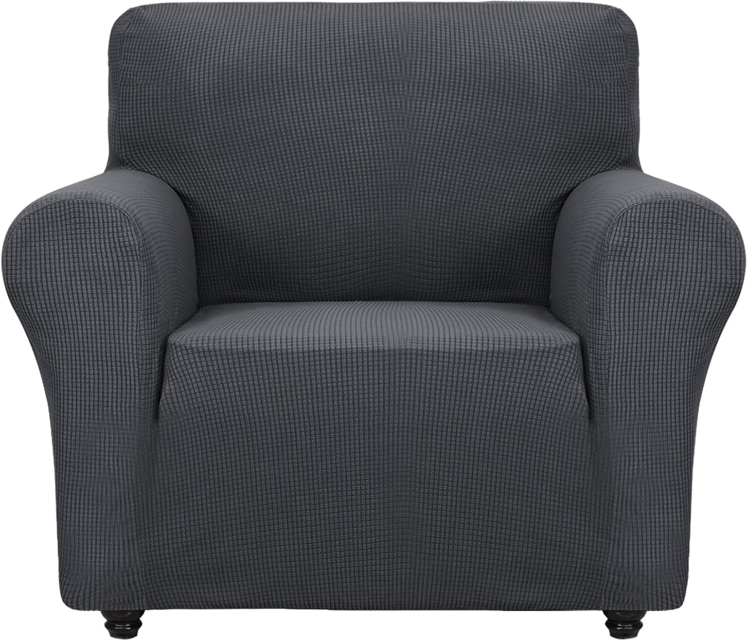 ZNSAYOTX Super Stretch Chair Slipcover Universal Sofa Chair Covers for Living Room Dogs Pet Furniture Protector Spandex Armchair Slipcovers with Anti Slip Foam Sticks (Dark Grey, Chair): Home & Kitchen