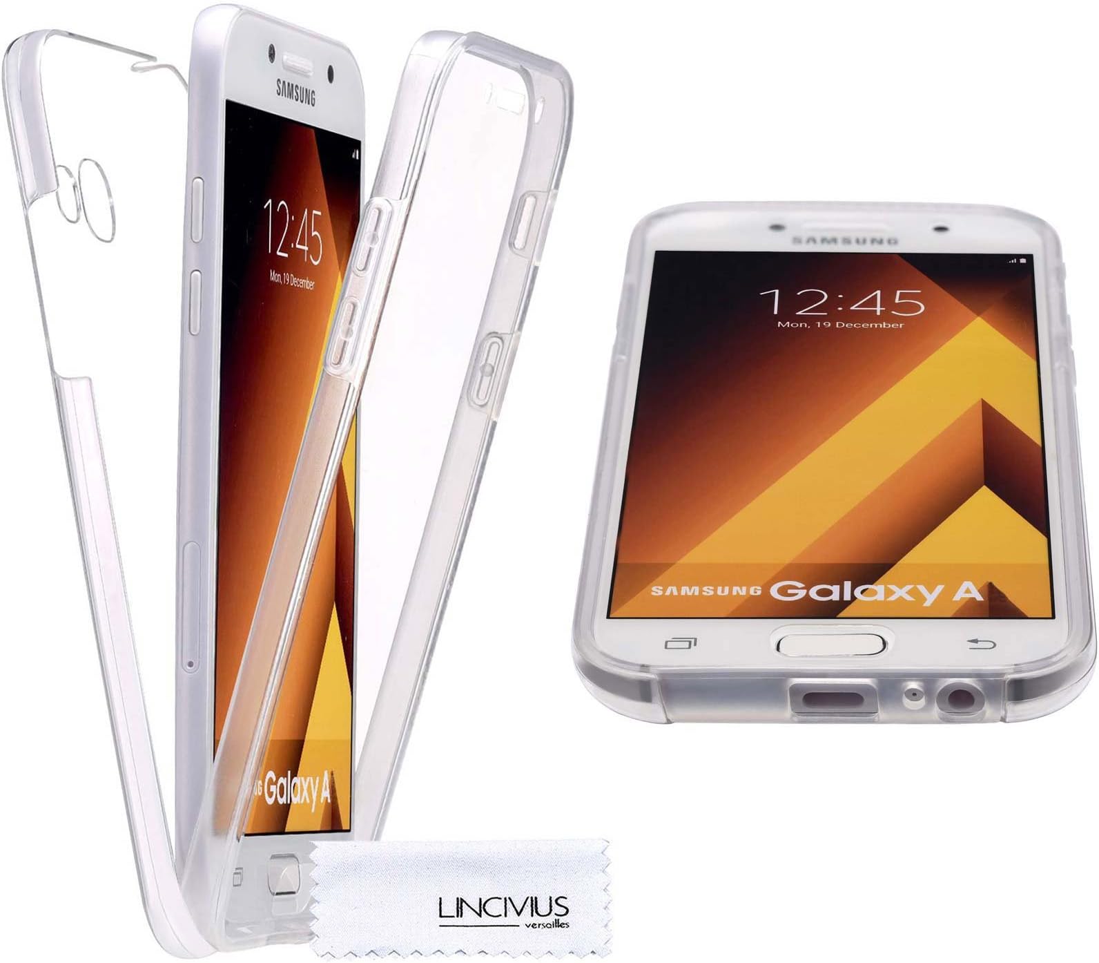 Lincivius Samsung A3 2017 Case, Samsung Galaxy A3 2017 360 Case Front and Back Silicone Full Body Bumper Case Clear Full Coverage Hard Back Protection Protective Bumper Ultra Thin And Light