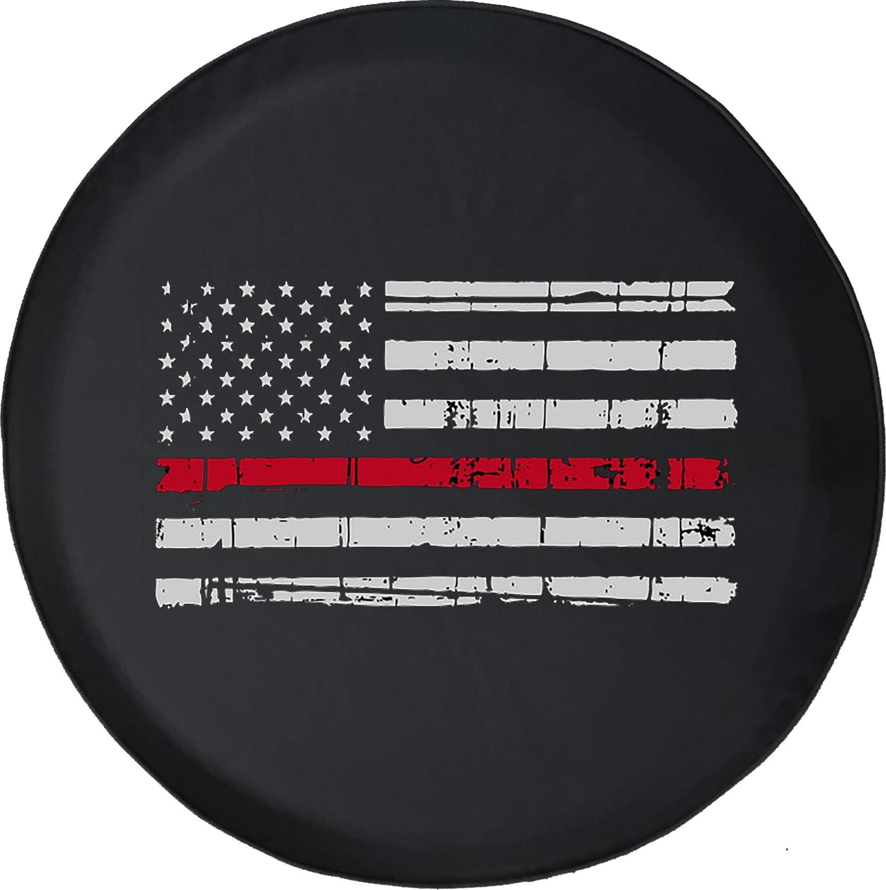 556 Gear Distressed American Flag Tire Cover Thin Red Line fits SUV and RV Spare Tire Cover Camper Accessories Black 33 in