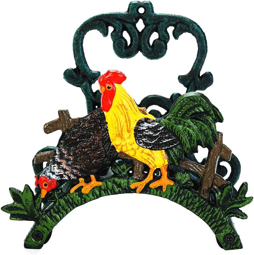 Sungmor Heavy Duty Cast Iron Hose Holder, Garden & Yard Decorative Cocks Wall Mounted Hose Butler, Water Pipe Holds, Rack