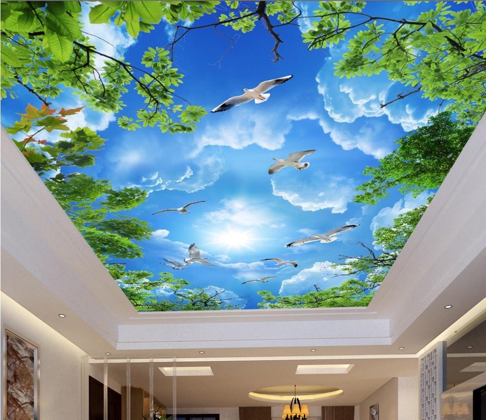 Lwcx Blue Sky White Clouds Ceiling Murals Beautiful Modern