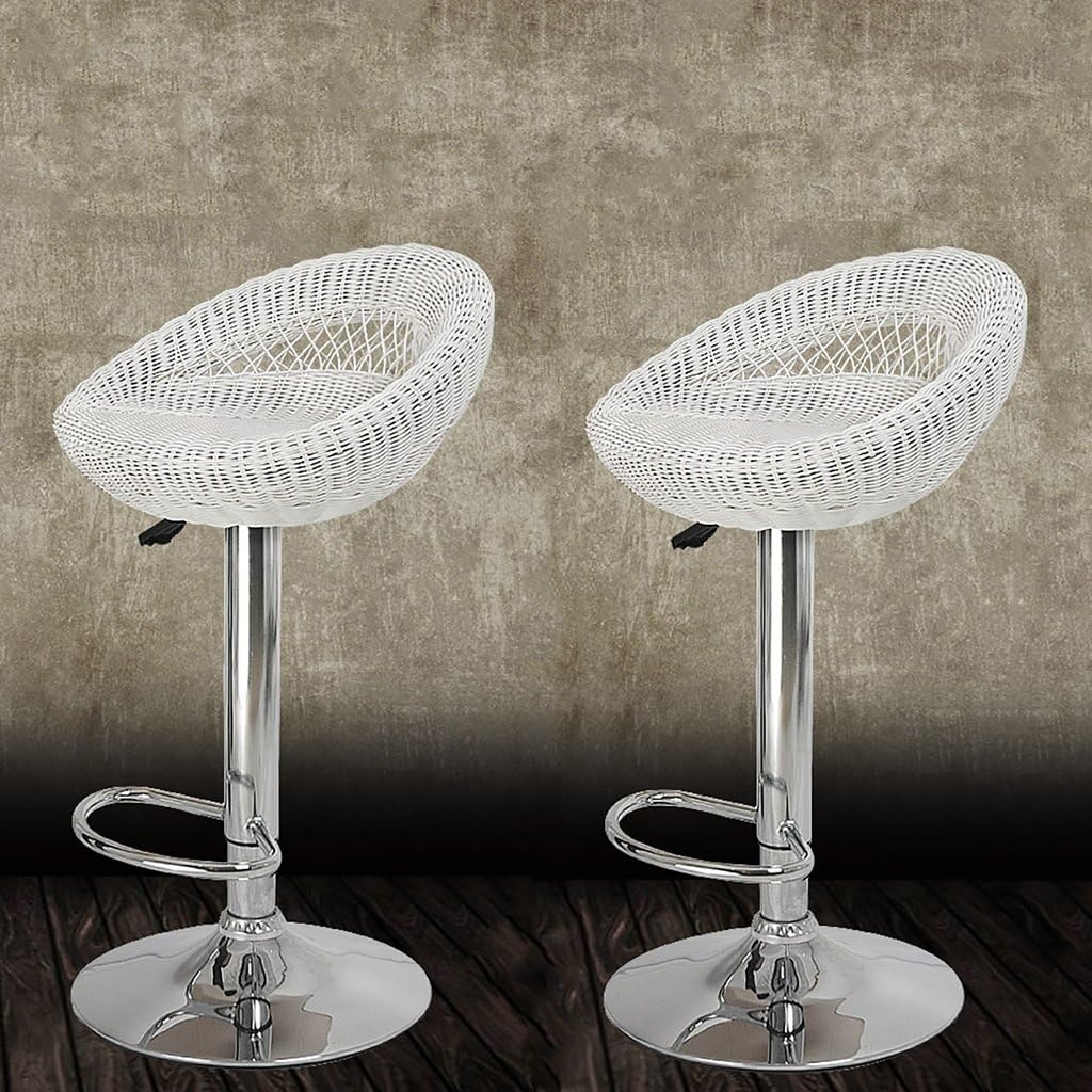 XUEPINGbtd 360 Degree Rotating Retractable Bar Stool/chair Hairdressing Chair Bar Stool/chair Beauty Chair Single/double Woven White Counter Chair (Size : Two)