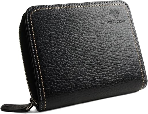 Amazon メンズクラブ Men S Club 二つ折り財布 メンズ 牛革 ラウンドファスナー付き ステッチ ベーシック 本革 財布 コンパクト ウォレット 丈夫 スタイリッシュ 紳士 シンプル ジャバラ シュリンク フォーマル カジュアル 財布