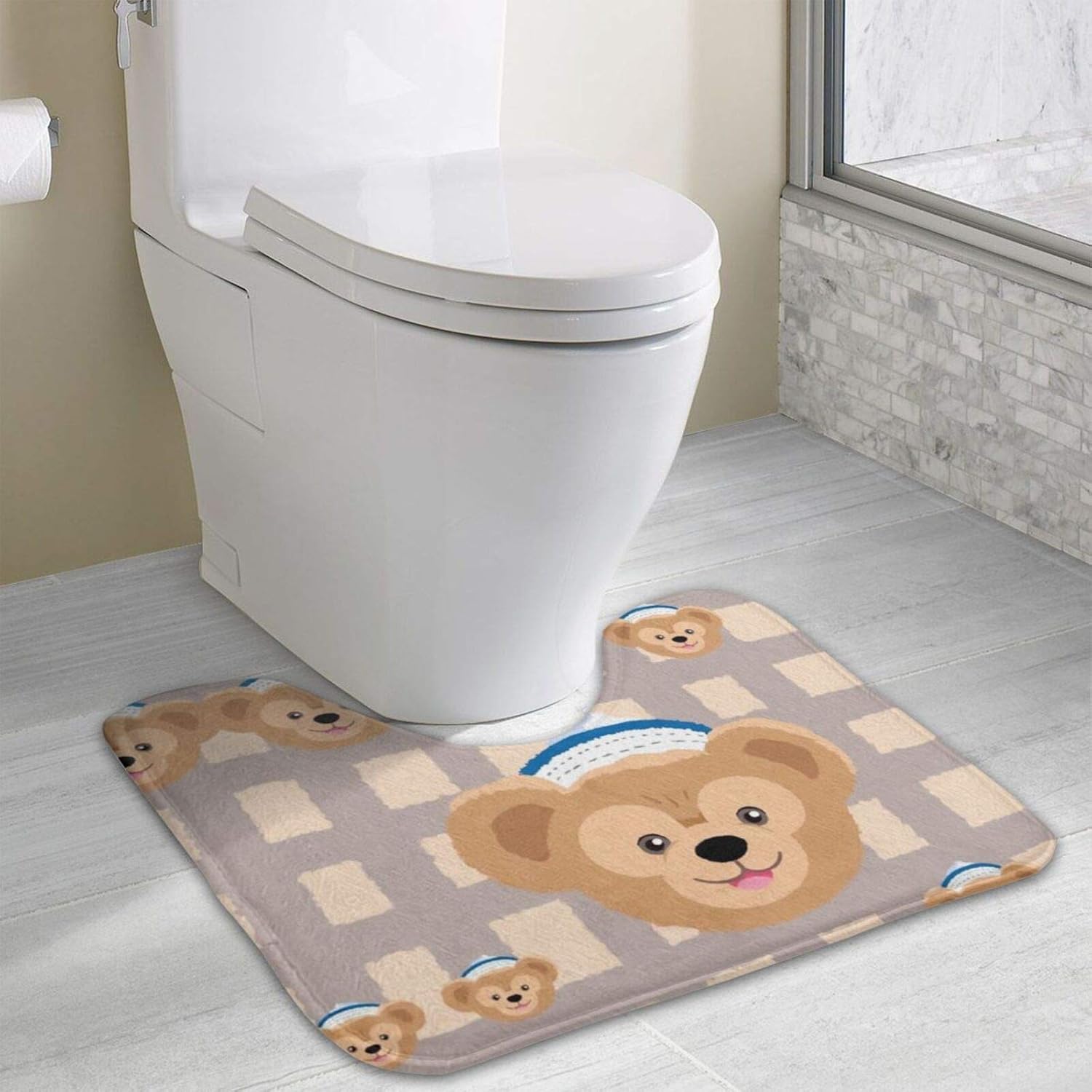 Amazon U型 ダッフィー トイレマット 滑り止め 吸水 速乾 抗菌 おしゃれ 拭ける キャラクター アニメ グッズ インテリア ４０ ４９cm トイレマット タンクカバー ホーム キッチン オンライン通販