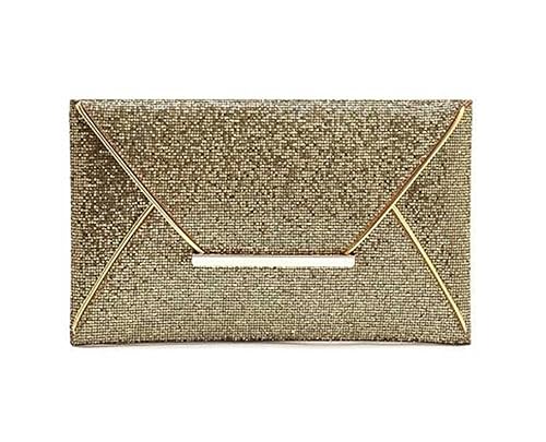 Di Grazia Womens Glitter Evening Bag (Gold, Gold-Sequined-Evening-Clutch)