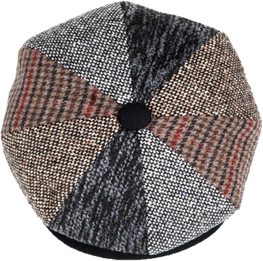Mens Patchwork Wool Big Apple Duckbill Ivy Newsboy Irish Tweed Cap Hat