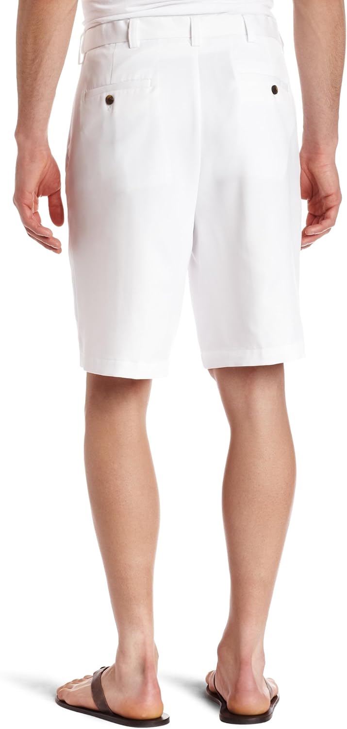 Haggar Men's Cool 18 Gabardine Hidden Expandable-Waist Plain-Front Short at  Men’s Clothing store: Golf Shorts