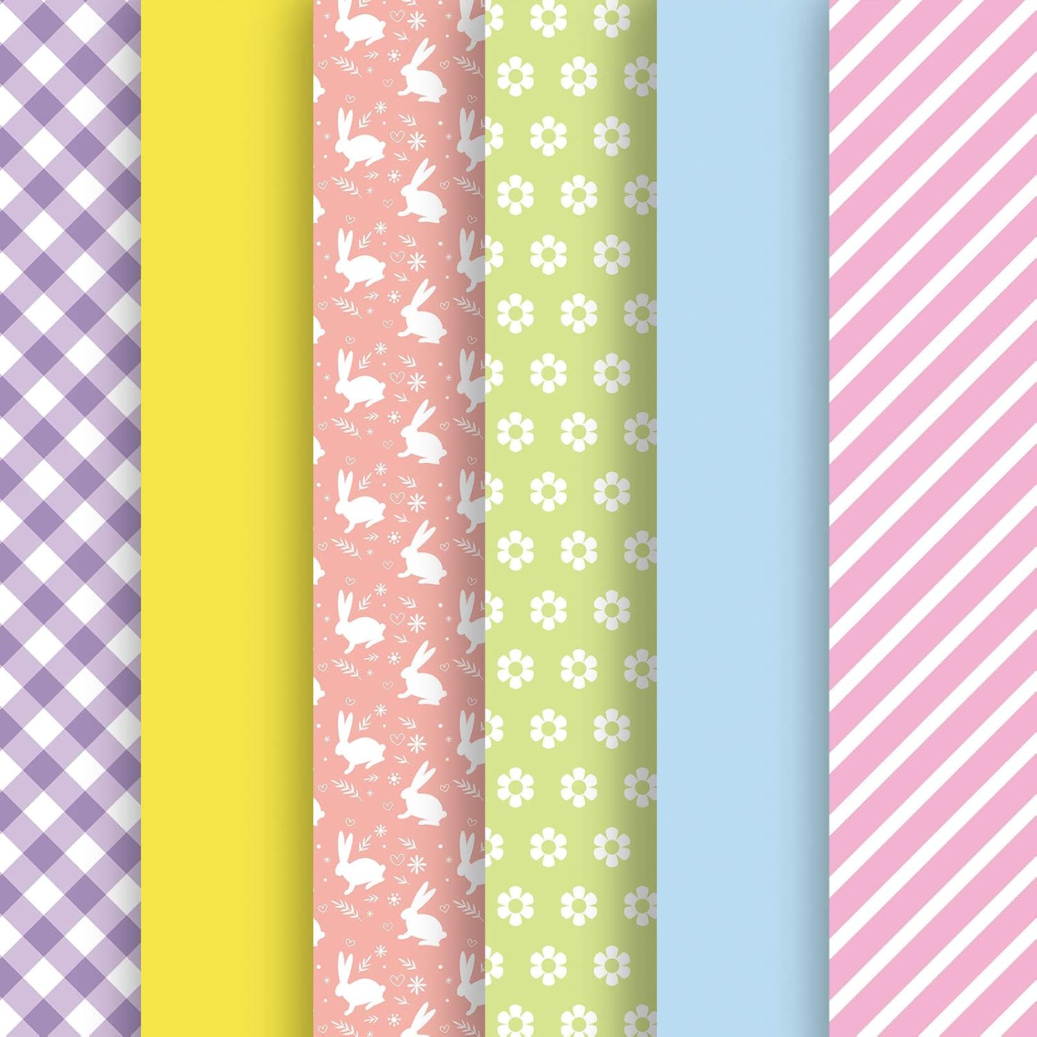 Whaline Easter Tissue Paper 90 Sheet Colorful Gift Wrapping Paper Sheet Pastel Rabbit Bunny Flower Plaid Wrapping Paper Spring Holiday Art Tissue for Easter DIY Gift Packing Birthday Party Favor
