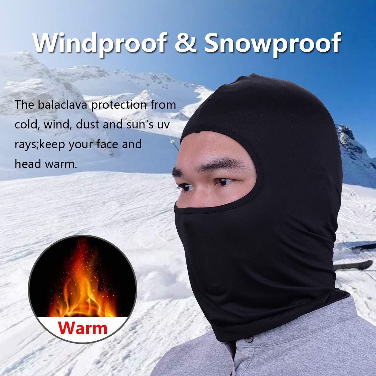 Black Balaclava, Full Face Mask Neck Gaiter, Tactical Scarf Mouth Cover, Summer Cooling UV Protector, Neck Warmer Headband Winter Windproof for Outdoor Sports for Men/Women at  Men’s Clothing store