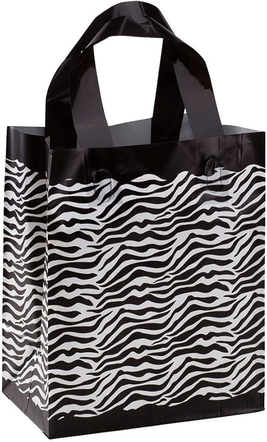 Medium Zebra Plastic Gift Bags Case of 25 Arts, Crafts & Sewing