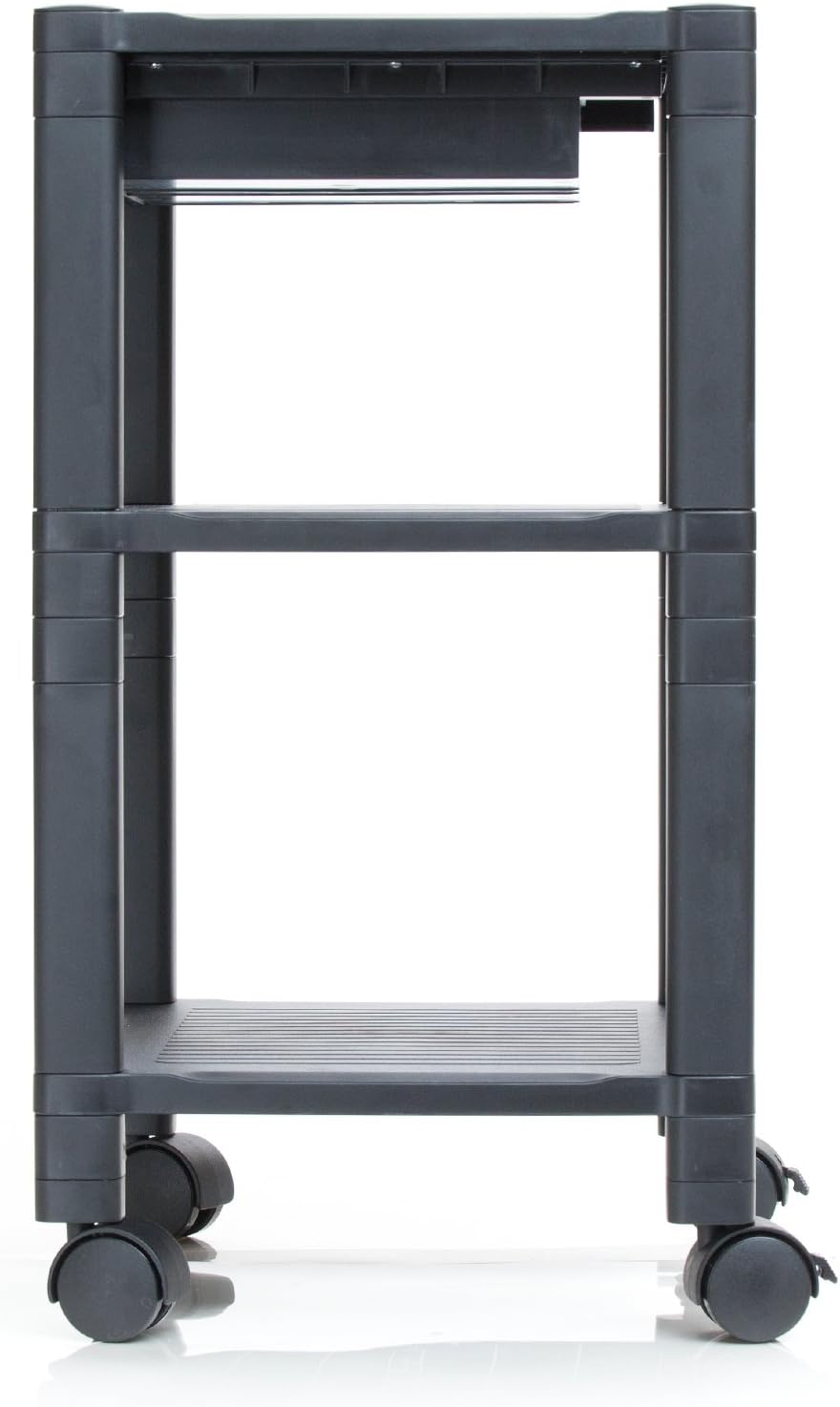 Mind Reader 3-Shelf Printer Cart, Stand with Wheels, Drawer, Cord Management, Black: Home & Kitchen