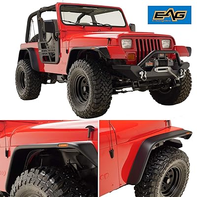 EAG Flat Style Front + Rear Fender Flare LED Side Light Fit for 87-95 Jeep YJ Wrangler