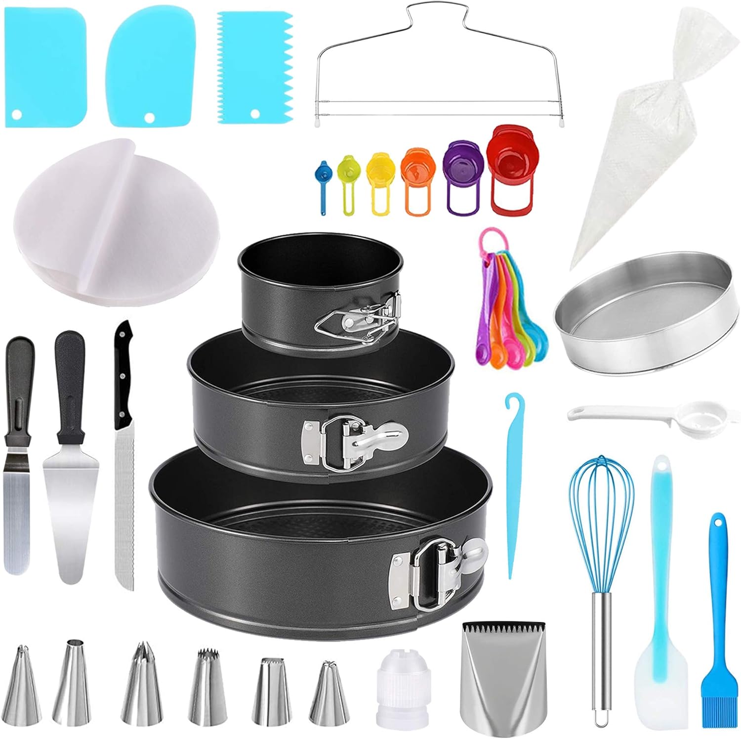 Cake Decorating Tools 115 pcs Cake Decorating Kit with 3 pcs Cake Baking Pans Cake Decorating