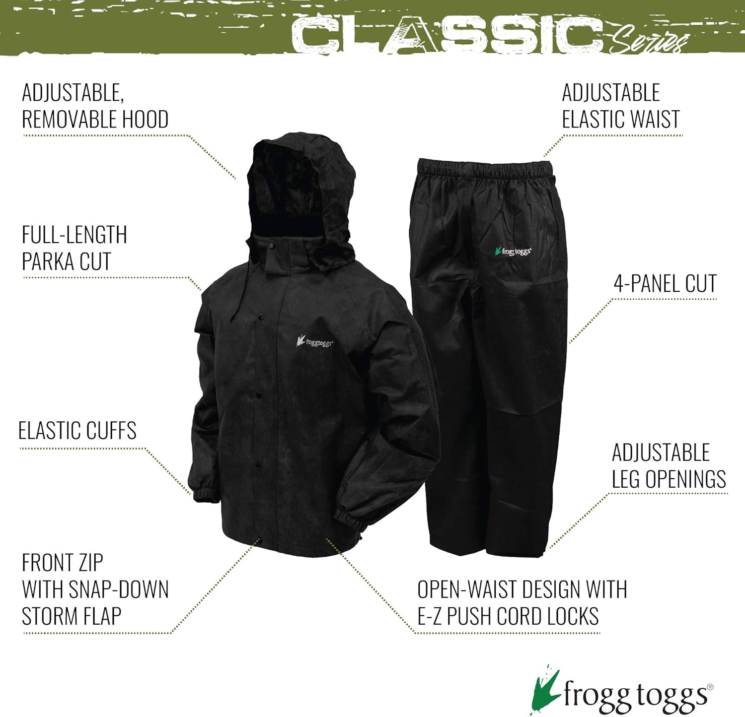 FROGG TOGGS Men's Classic All-Sport Waterproof Breathable Rain Suit: Clothing