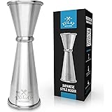 Premium Japanese Style Double Cocktail Jigger, 18/8 Food-Grade Stainless Steel, 1oz-2oz Etched Markings With Incremental Gradations, Beautiful Jiggers Shot Pourer Measuring Tool - By Zulay Kitchen
