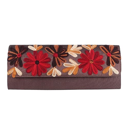 Mela Kashmiri Embroidered, Exclusive, Traditional, Ethnic Women`s Clutch-Brown