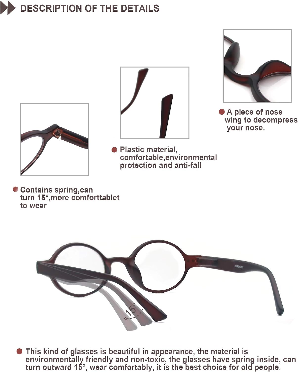 HEEYYOK 5 Pack Reading Glasses Mens/Womens,Readers Oval Frame Style Professor,Comfort Spring Hinges,Eyeglasses Lightweight Include Pouch - Image 4