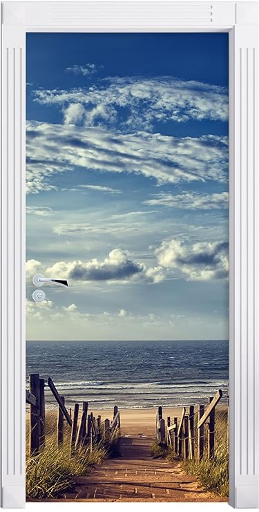 Stil.Zeit Möbel Weg zum Strand am Meer als Türtapete, Format: 200x90cm, Türbild, Türaufkleber, Tür Deko, Türsticker