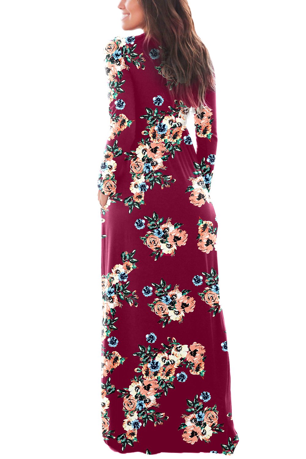 DawnRaid Swing Maxi Dresses Long Sleeve Long Casual Dresses for Women Full Length Floral Dress