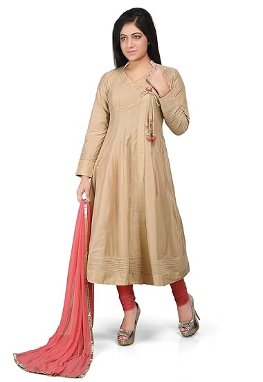 beige colour anarkali