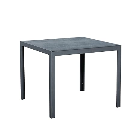 Gartentisch Terrasssentisch, Aluminium, mit Spraystone-Glasplatte in Steinoptik, Outdoor, für 2 Personen, 90 x 90cm, schwarz