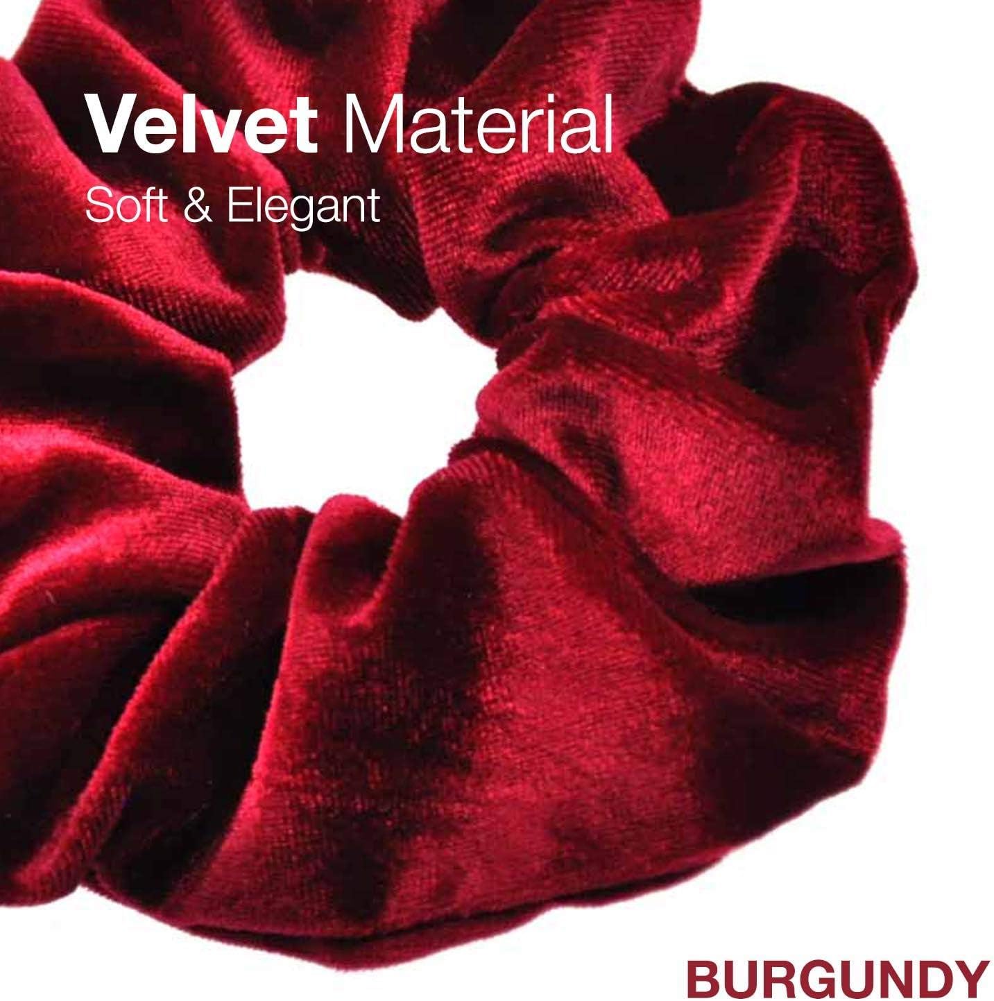 2 PCS Premium Large Hair Velvet Scrunchies Ties Bands Updo Ponytail Bobble Scrunchy Holder for Women Girl Kids Burgundy - Image 4