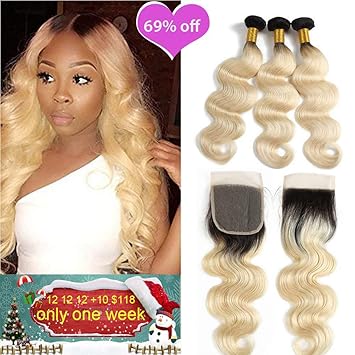 Amazon Com Great Hair 8a Blonde Ombre Color Body Wave Hair 3