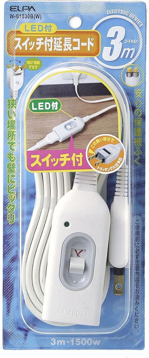 Amazon Elpa エルパ スイッチ付延長コード 3m W S1030b W エルパ Elpa 家電 カメラ Amazon Elpa エルパ スイッチ付延長コード 3m W S1030b W エルパ Elpa 家電 カメラ