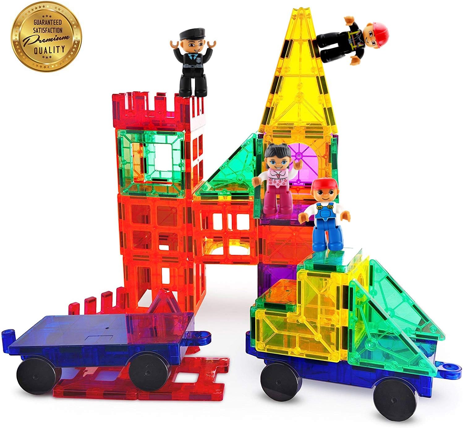 Magnetic Figures Set of 4 Toddlers Community Action Toy People, Magnetic Tiles Expansion Pack for Boys and Girls Nurse, Builder, Fireman, Police Educational STEM Toys Add on Sets for Magnetic Block: Toys & Games