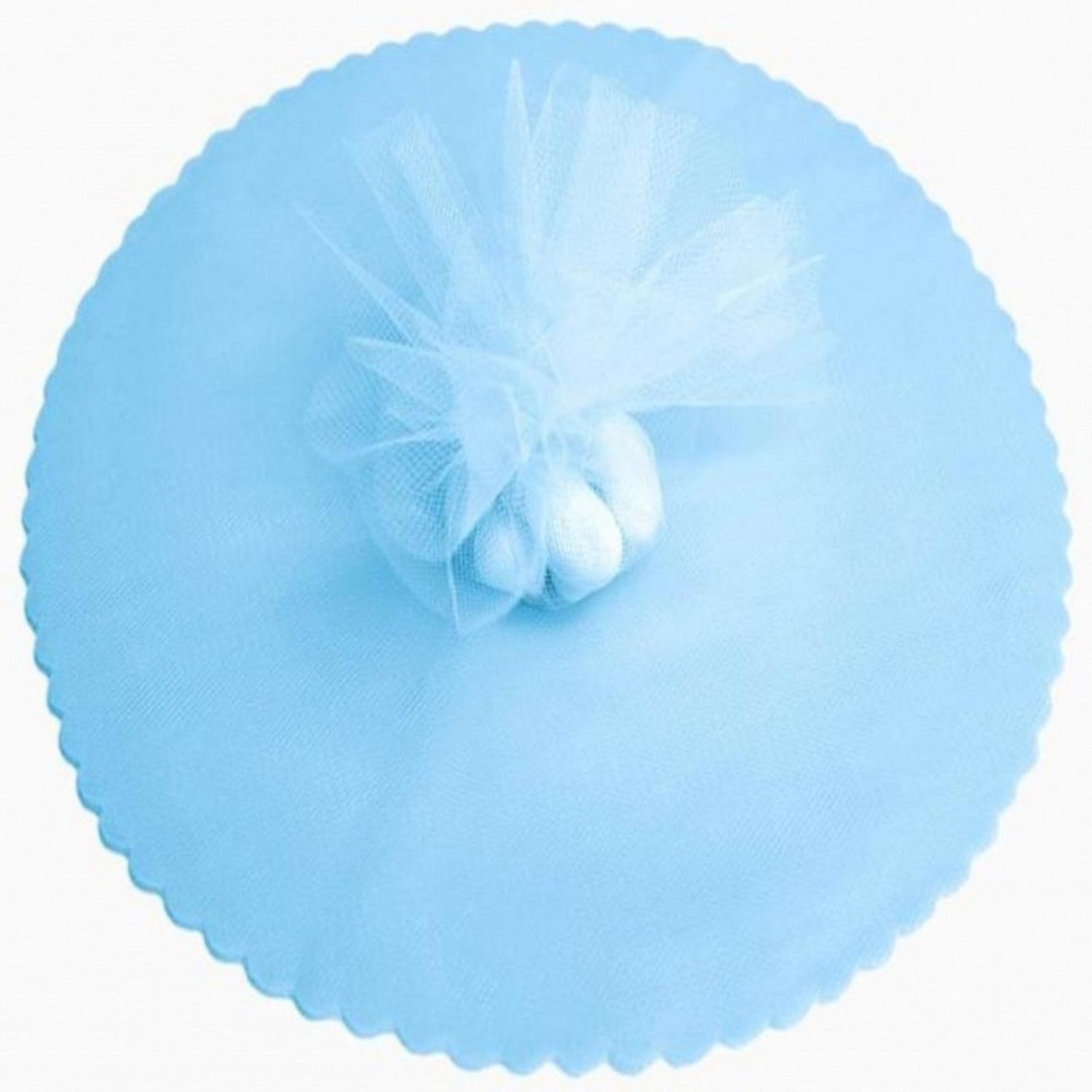 100 Light Blue Scalloped Tulle Circles 9" Wedding Favor Wrap