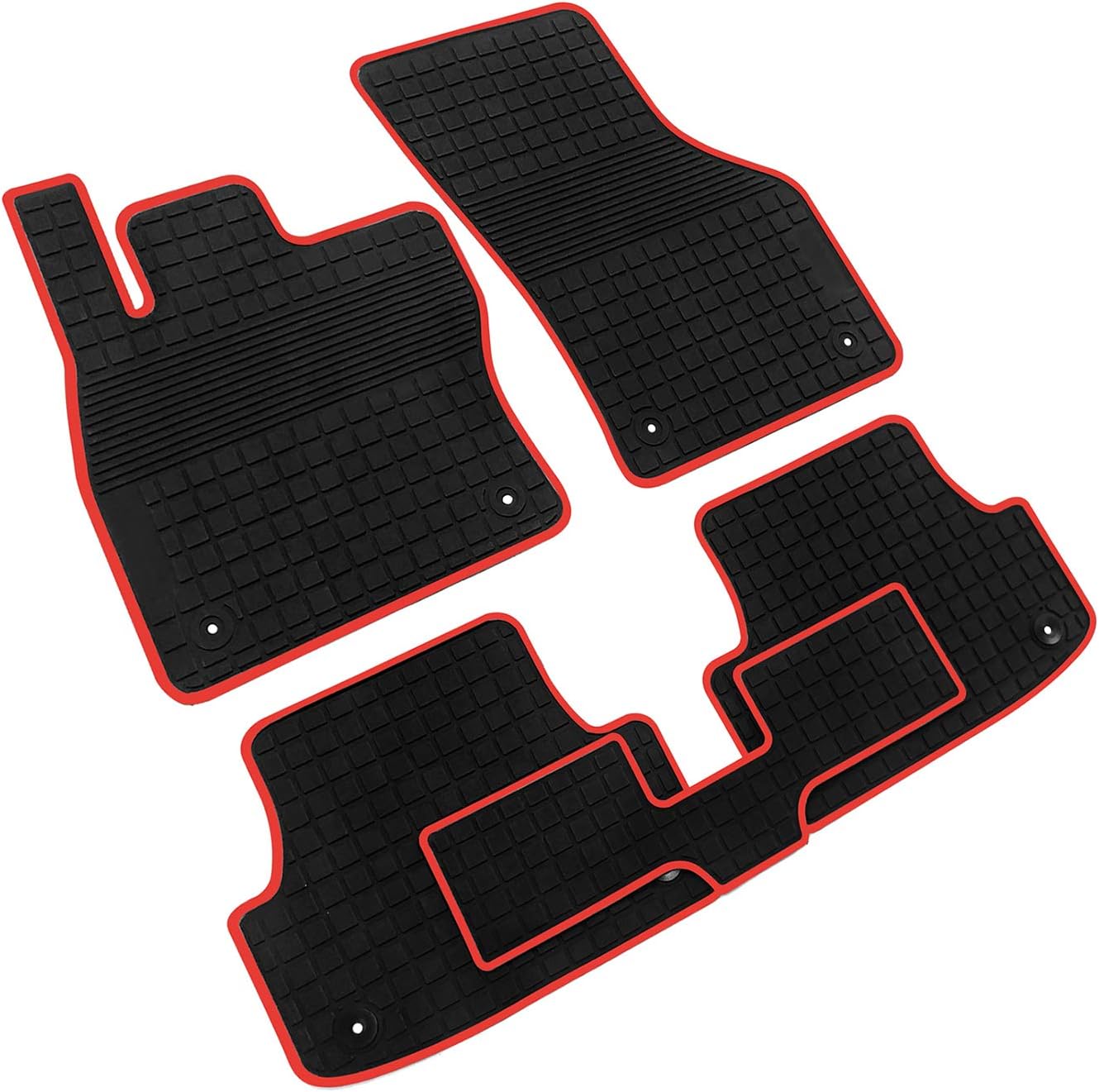 iallauto All Weather Floor Liners Replacement for Audi A3 2015 2016 2017 2018 2019 Heavy Duty Rubber Car Mats Set Vehicle Carpet Odorless-Black Red