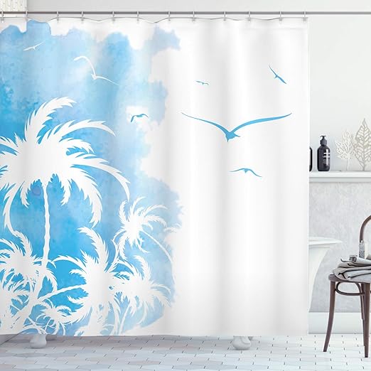 Amazon Com Ambesonne Exotic Shower Curtain Island Palm Trees