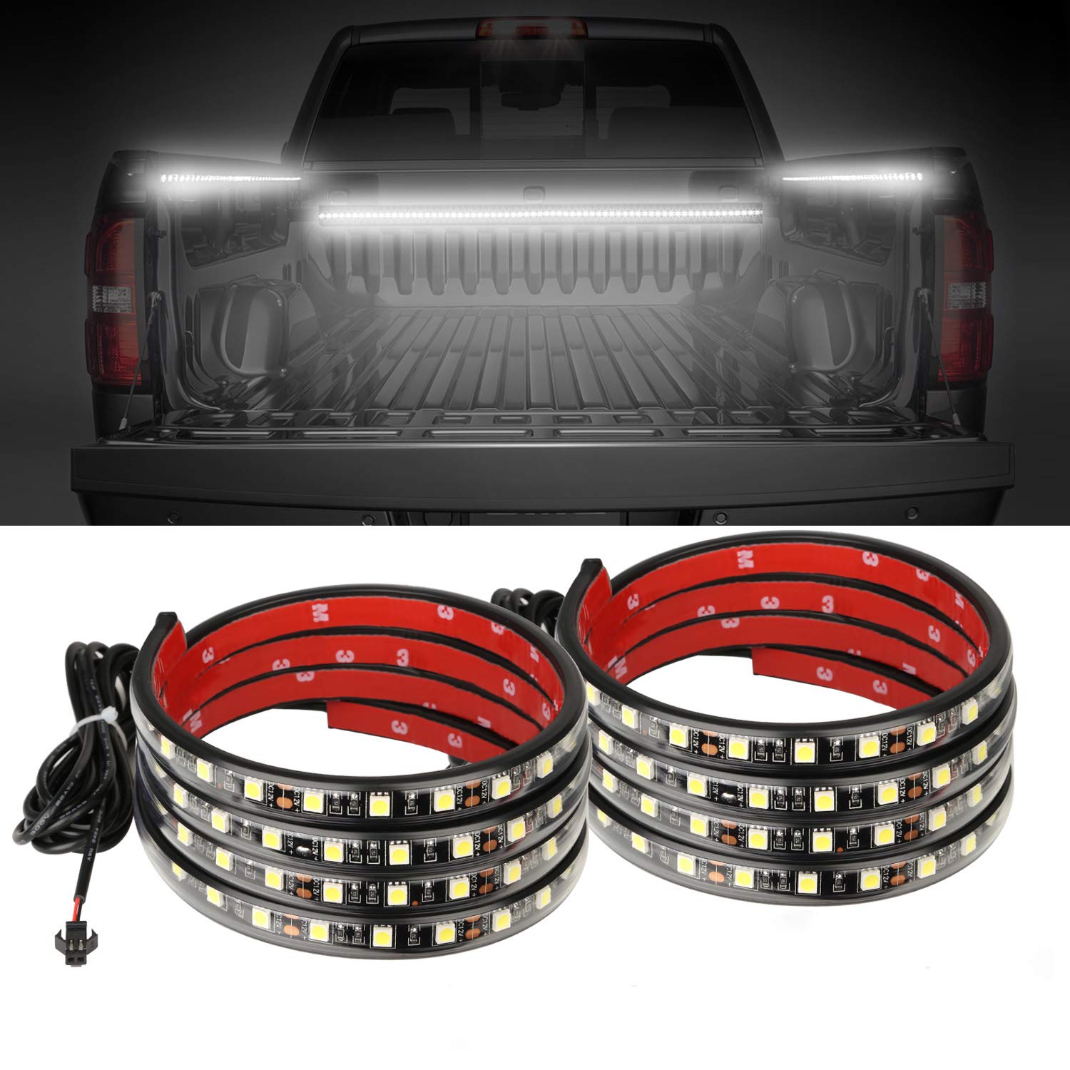 AUTUNEER 60Inch LED Truck Bed Lights, 2PCS White Truck Bed LED Strip