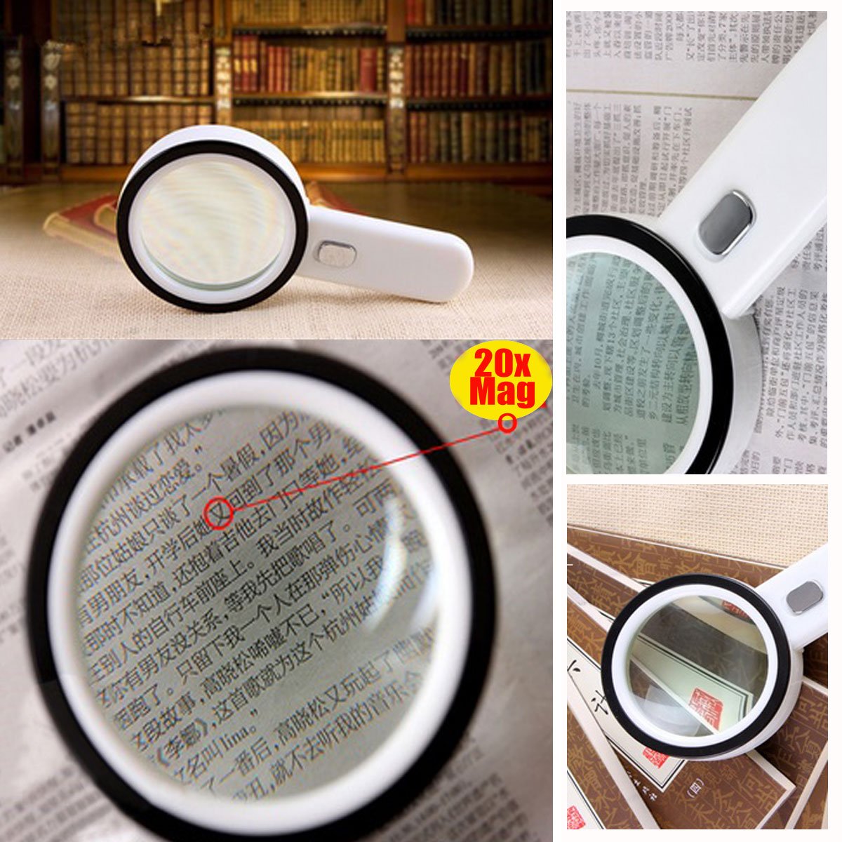 VERISA Magnifying Glass with 12 LED Light 4X Handheld Illuminated Magnifier Reading Magnifying Glass Lens Jewelry Loupe for Books, Newspapers, Maps, Coins, Hobbies & Crafts