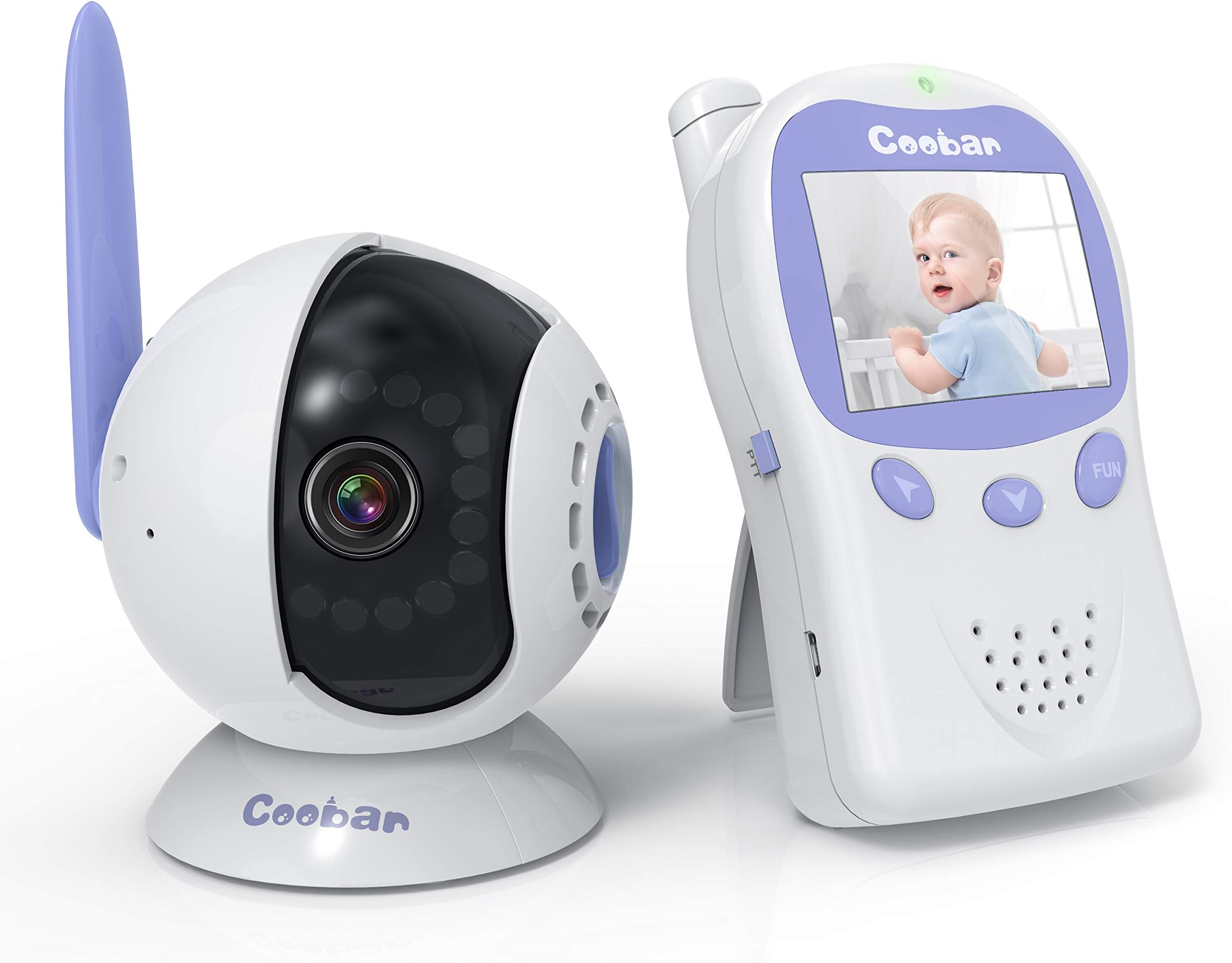 Adjustable Optical Lens Baby Monitor, Long Range, 1800mAh Rechargeable Batteries, Infrared Night Vision, Two Way Radio, Pan-Tilt-Zoom, Smart Alert by Coobar