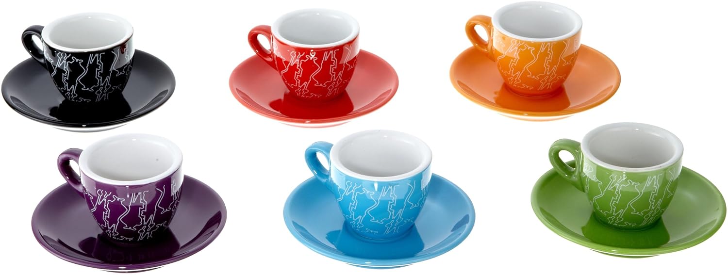 Bialetti I ColaratiPiece Espresso Set with 6 Cups and 6 saucers