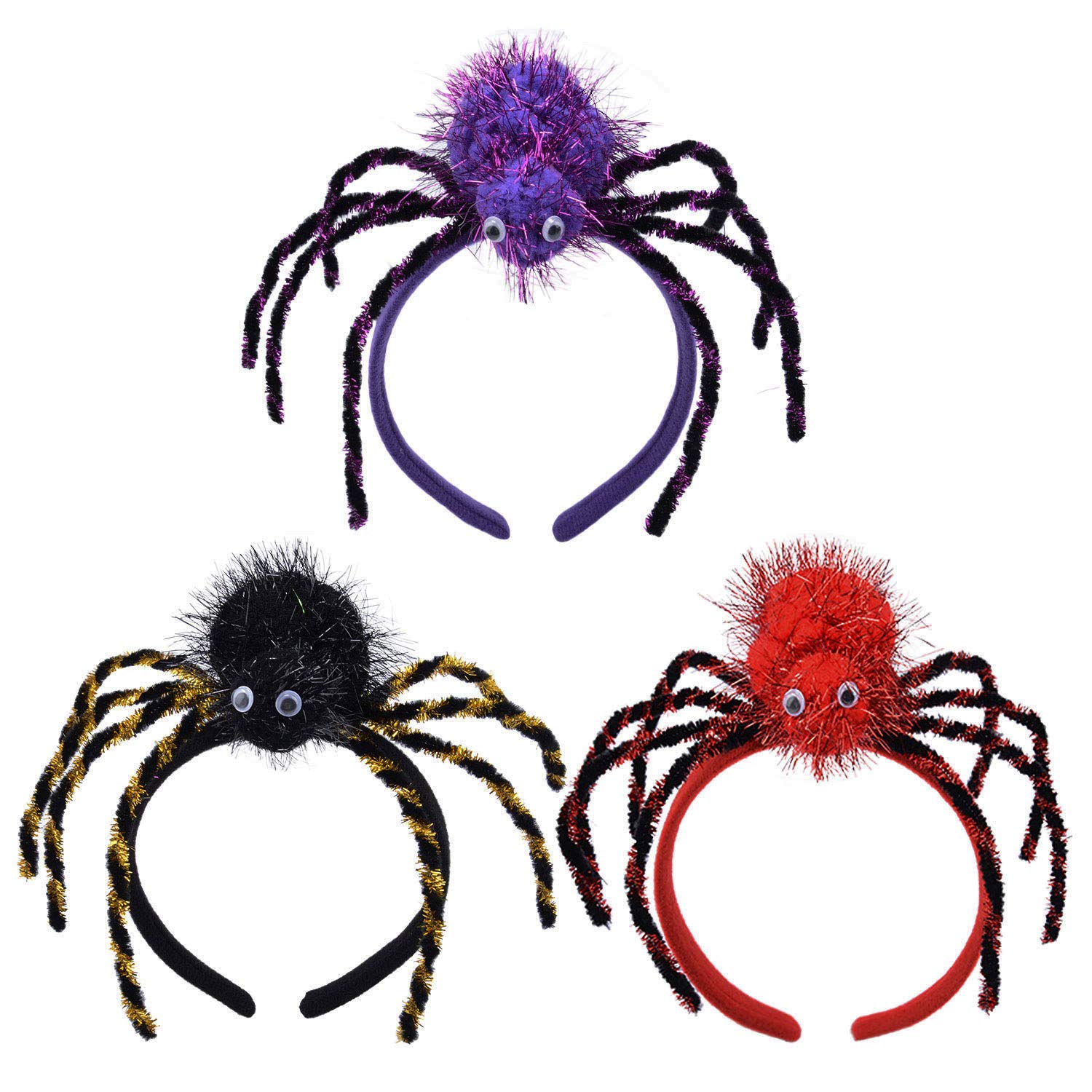 6PCS Halloween Headband & 6 PCS Skull Hair Clip,Aniwon Creative Spider Headband Halloween Party Headband Hair Hoop for Kids and Women,Dress up Costume Halloween Party Supplies
