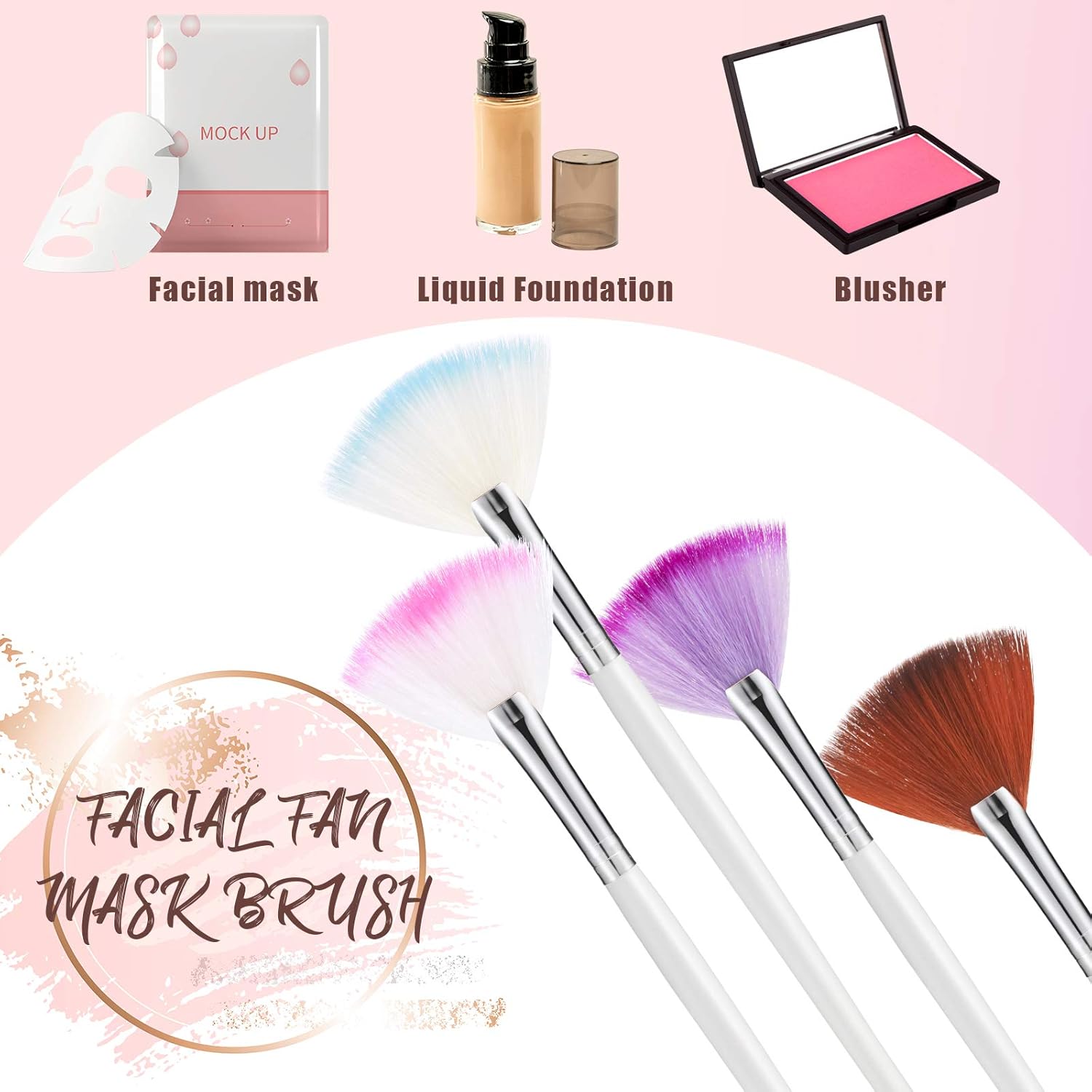 16 Pieces Facial Fan Mask Brush and 4 Piece Cosmetic Mask Spoon Spatulas Mask Application Fan Brush Soft Glycolic Fan Brush Boar Head Fan Brush Applicator for Peel Mask Makeup: Beauty
