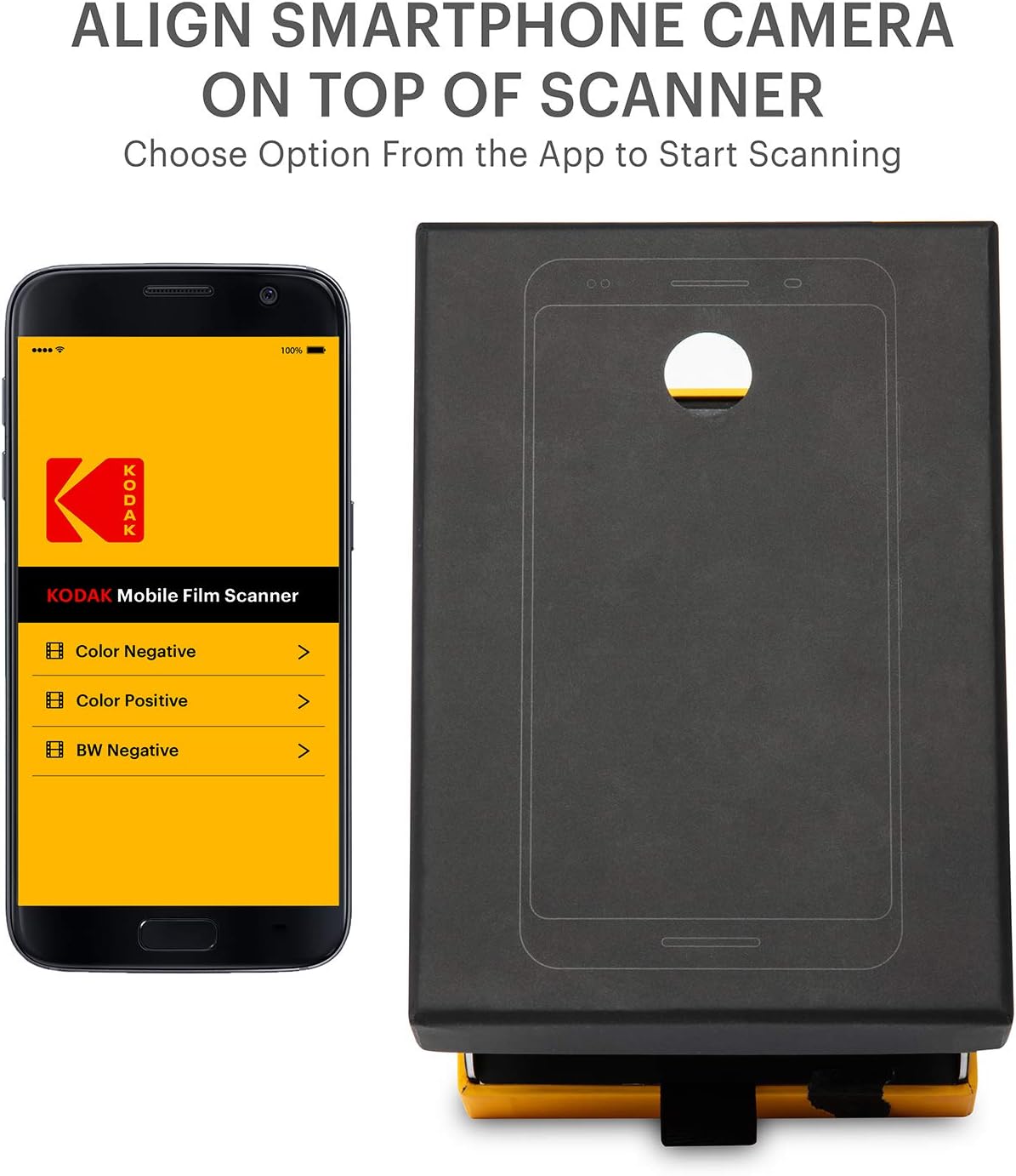 KODAK Mobile Film Scanner - Fun Novelty Scanner Lets You Scan and Play with Old 35mm Films & Slides Using Your Smartphone Camera - Cardboard Platform & Eco-Friendly Toy LED Backlight: Electronics