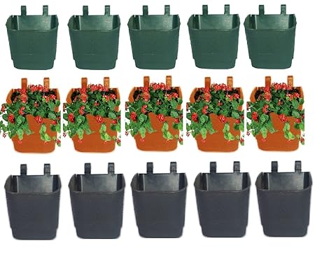 Minerva Naturals Plastic Pot Set, Green, Brown, Black, 4.5 Inch, Set of 15