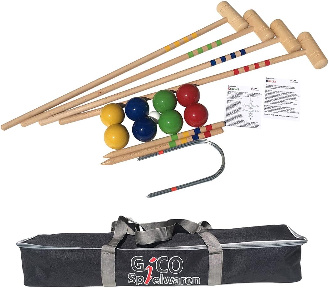 GICO KROBOC - Qualitäts Krocket und Boccia Spiel im Set - 2 Spiele in 1: Der Garten Spielspaß als Kombiversion incl. Transporttasche -Made in EU-3108